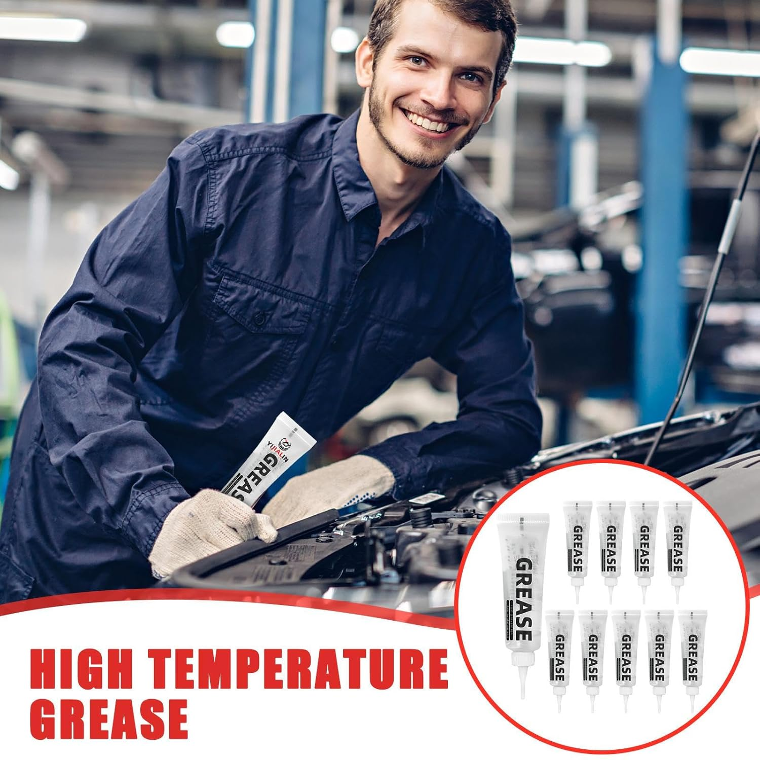 Wheel Bearing Grease | 10 Piece Maintenance Lubricant - Lubricant for Car Door | for Brake Door Garage Chain Trailer Machinery Gears image number 5