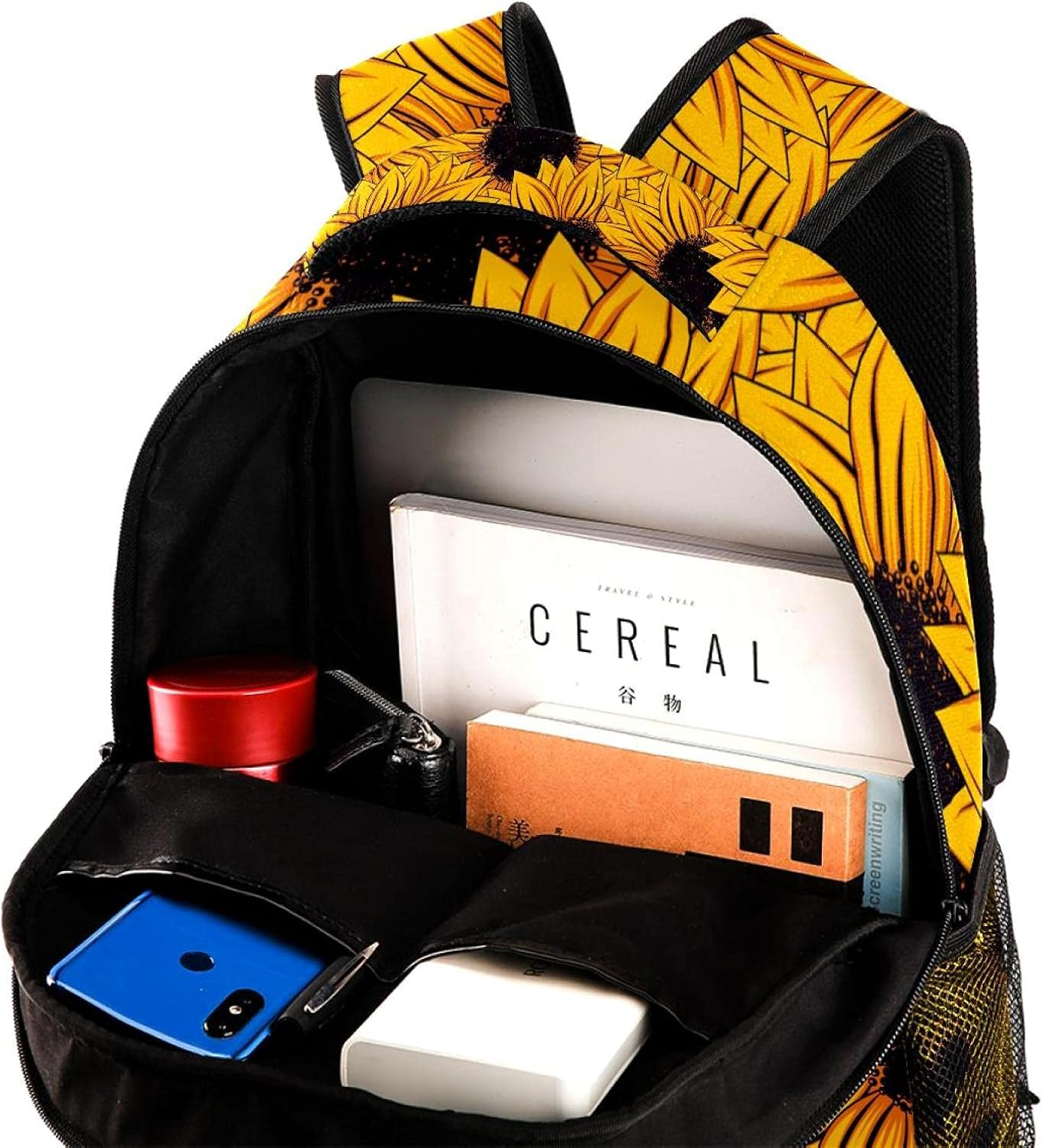 Sunflowers Pattern Backpack Students Shoulder Bags Travel Bag College School Tote Backpacks image number 1