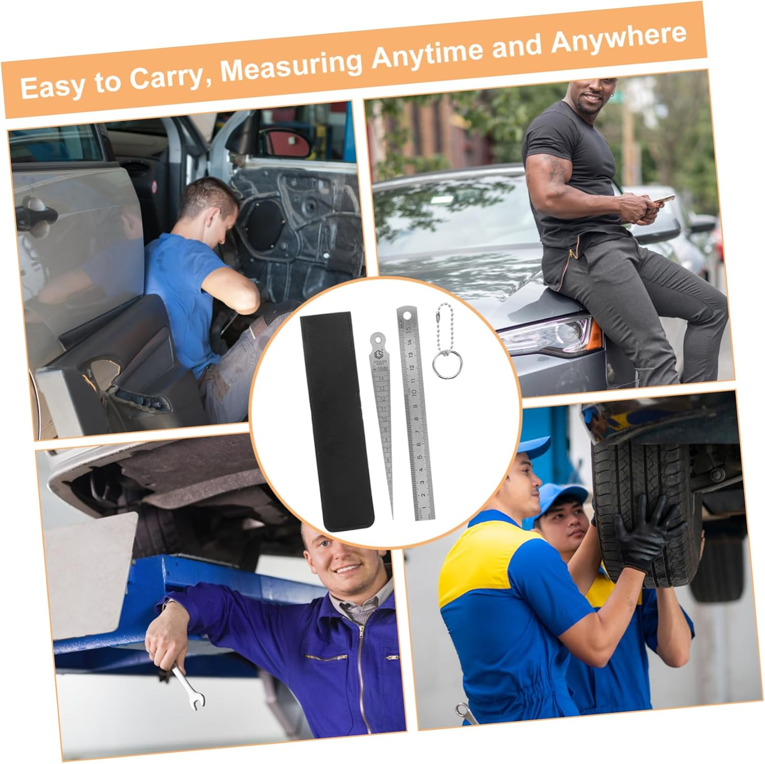 CHILDWEET Stainless Steel Gap Measuring Ruler for Automotive Material Thickness Gauge Measuring Tool image number 3