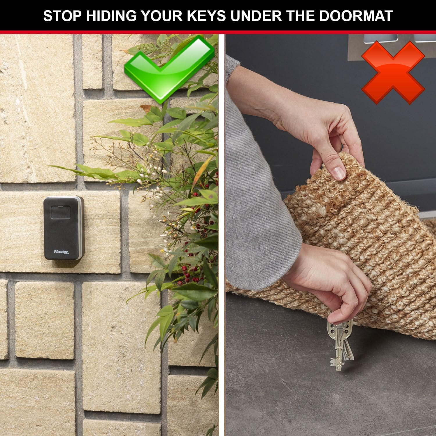 Master Lock Key Safe Wall Mounted Pull to Open Medium Size Outdoor, Mounting Kit, for Home Office Industry 5410EURD image number 2