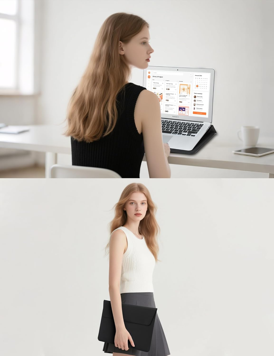 HYZUO 15 Inch Laptop Sleeve with Adjustable Stand Feature for Macbook Air 15 M4 A3241 M3 A3114 M2 A2941 2025-2023, Macbook Pro 15, 15" Surface Laptop 7/6/5/4, with Carrying Pouch, Black image number 7