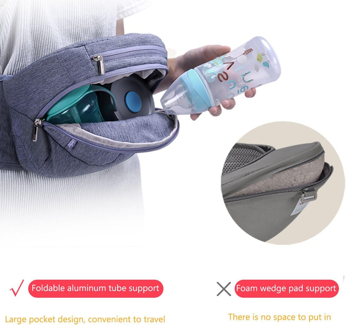 Bebamour Foldable Baby Hip Seat Carrier Ergonomic Toddler Waist Seat for 0-36 Months (Light Grey) image number 3
