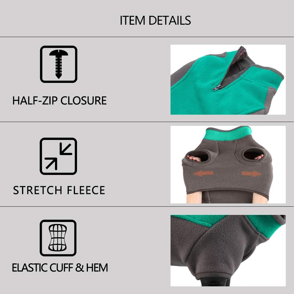 YIEPAL Stretch Fleece Dog Jacket Top Zip Dog Pullover Dog Fleece Sweater Cold Weater Dogs Coat Winter Warm Vest Clothes for Small Dogs & Puppy, Small, Baby Blue image number 2