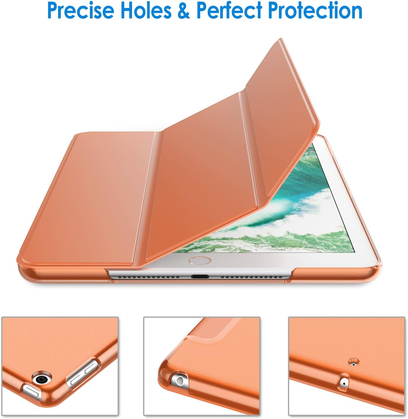 Jetech Case for Ipad (9.7-Inch, 2018/2017 Model, 6Th/5Th Generation), Smart Cover Auto Wake/Sleep (Papaya) image number 5