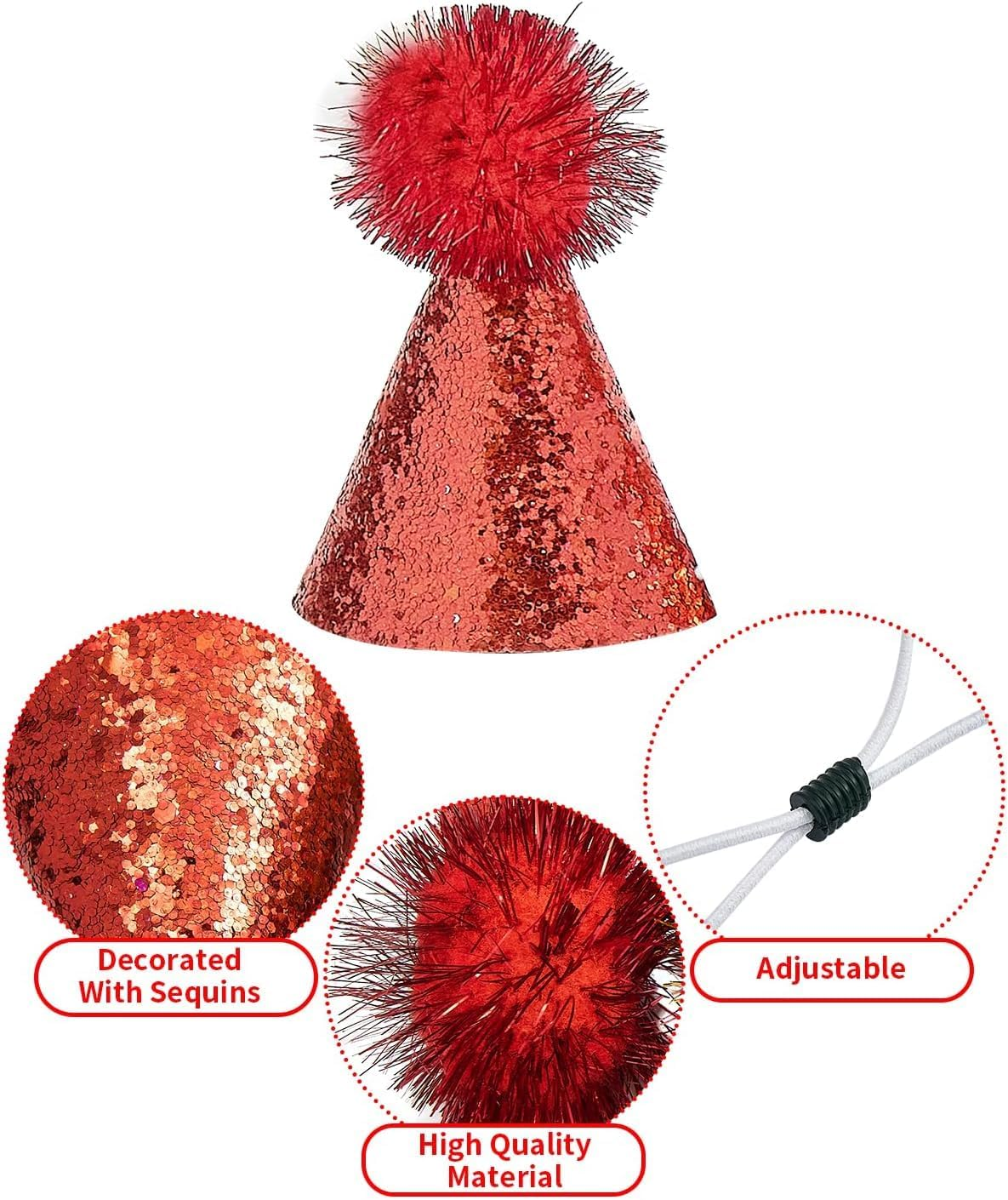 Cute Puppy Hat with Pompoms, 10Pcs Multi-Color Puppy Birthday Hat Dog Party Cap with Pom Poms Glitter,Colorful Cat Birthday Cute Dog Party Hats Glitter Hats with Pompoms