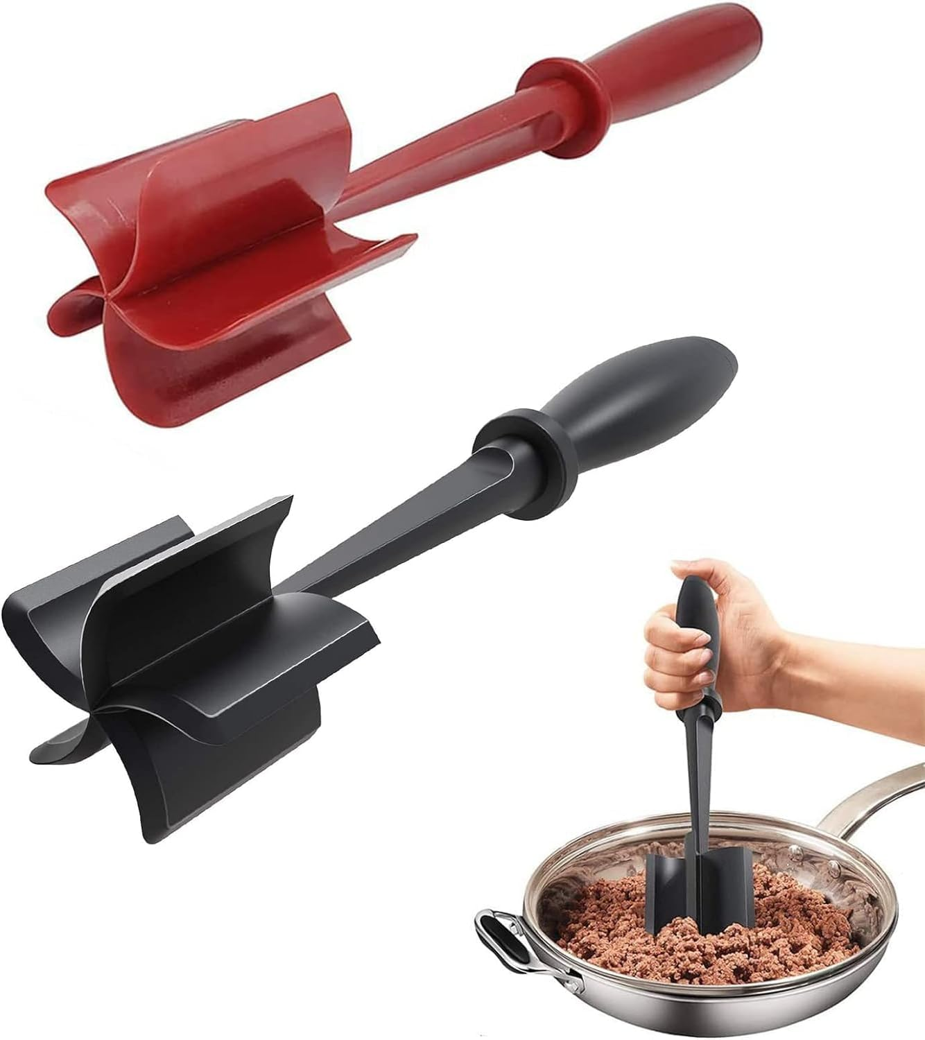 Heat Resistant 2Pcs Non Stick Meat Masher, Potato Masher, Meat Tenderizer image number 5