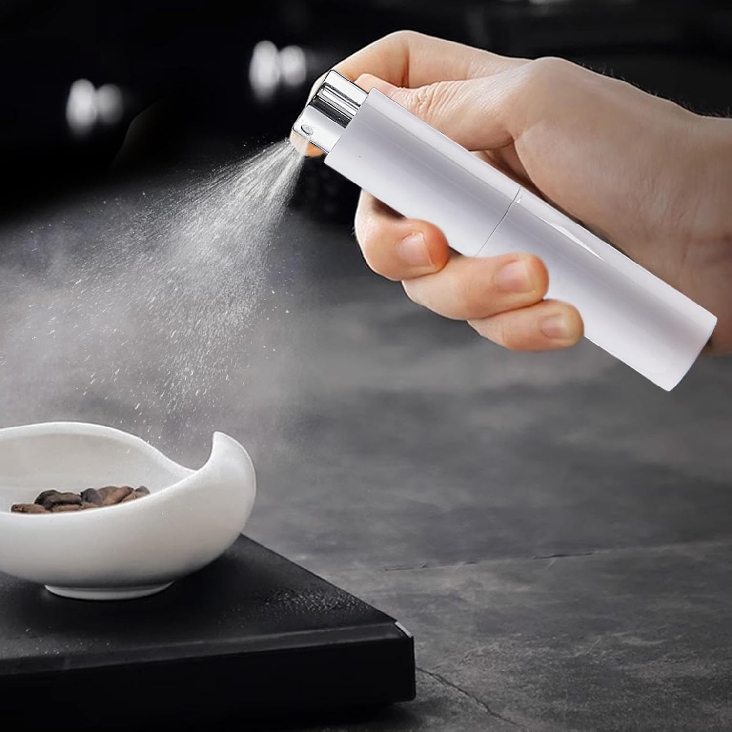 Coffee Bean Spritzer - Coffee Bean Anti-Static Sprayer | Portable Refillable Spray Bottle for Dining Room, Restaurant, Home, Kitchen - Silver image number 5