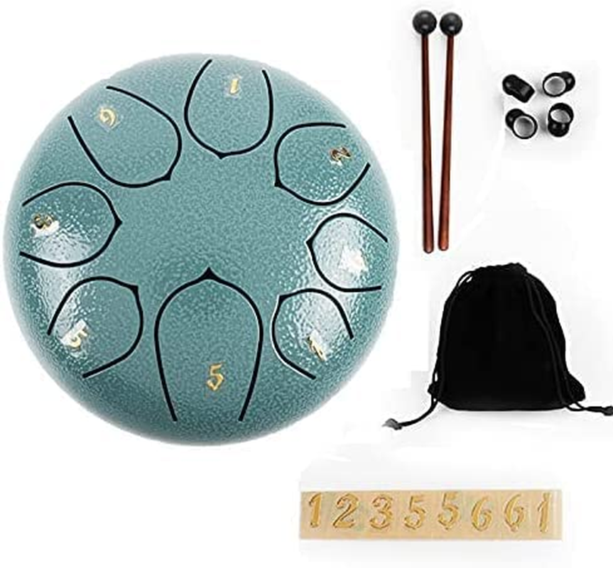 8 Notes Steel Tongue Drum 6 Inch Travel Bag and Mallets,Tank Drum Chakra Drum,Percussion Hand Drum Instrument image number 1