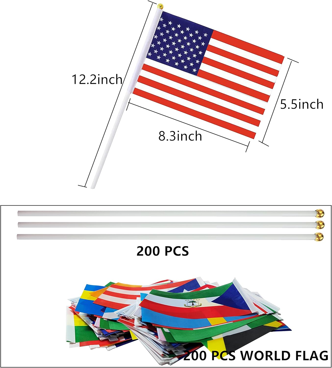 200 Countries Hand Held Flags on Stick,Small Mini International World Country Flags 5X8 Inch, World Countries on Every Continent Flag, School Sports Clubs, Decorations for Parades World Cup image number 6