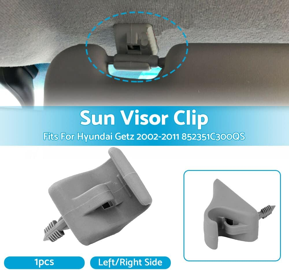 MAX COOL 1 Pack Sun Visor Clips Left/Right Sunvisor Retainer Clips Replacement Suitable for Hyundai Getz 2002-2011 852351C300QS Grey image number 3