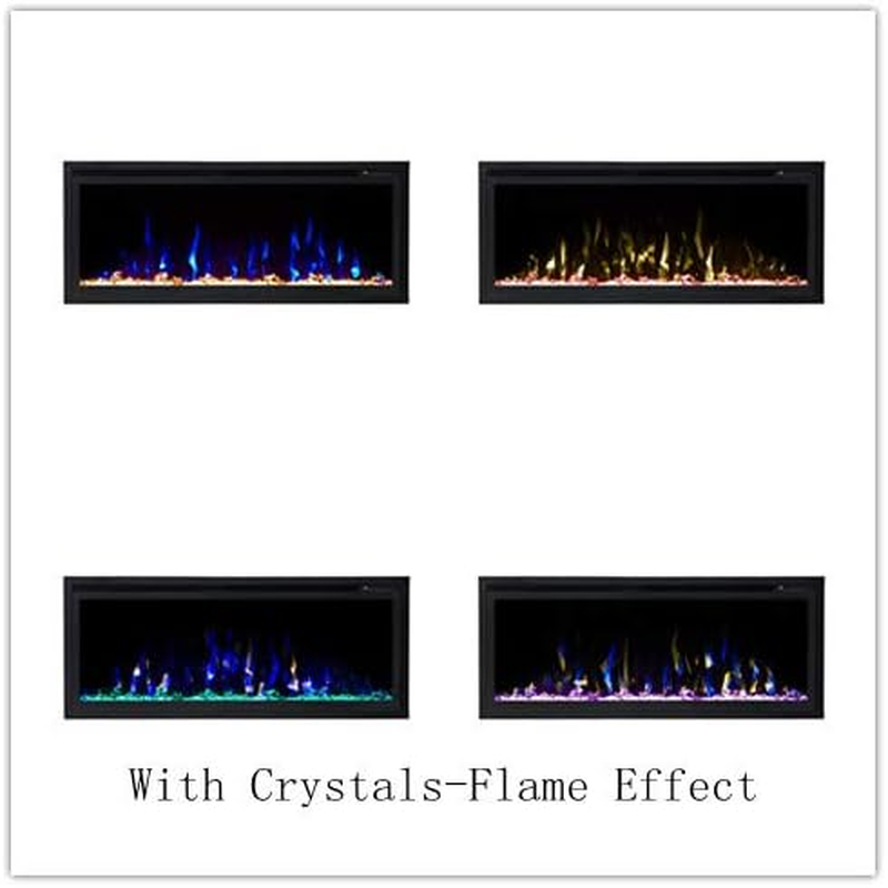 New Model 50" Slim Trim Black Built-In Recessed/Wall Mounted Heater Electric Fireplace image number 3