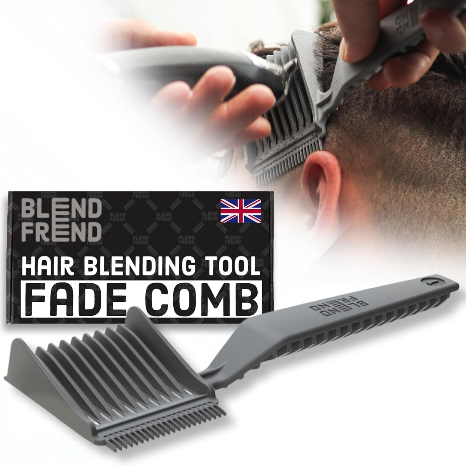 BLEND FREND Fade Comb Left Handed Original Grade 1(3Mm) Hair Blending Tool, Blend at Home like a Barbershop, Compatible with All Clippers for Men, Barber Accessories