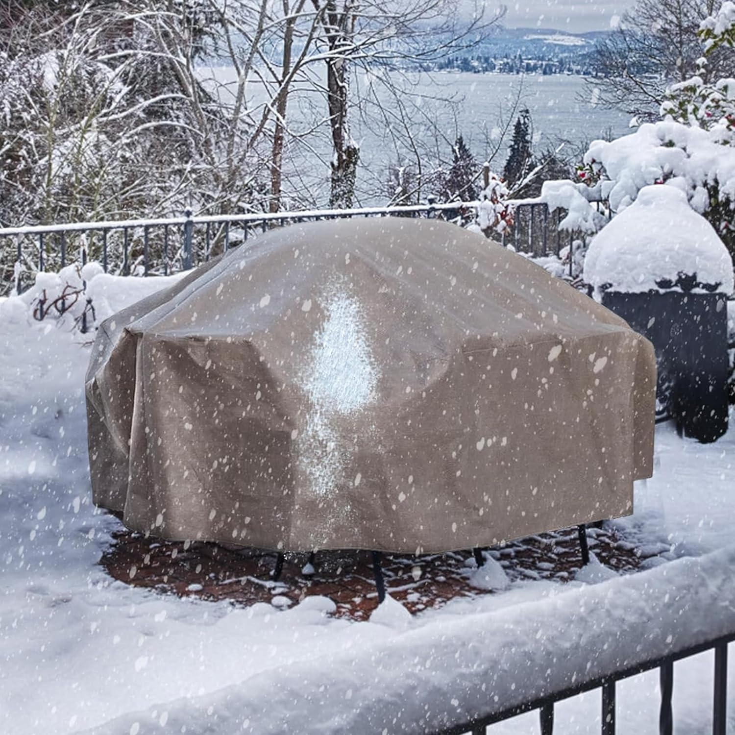 Dome Patio Furniture Cover Airbag,Reusable Patio Table Cover Air Pillow,Inflatable Airbag for Patio Table Covers,4Ft Dia Air Bag Pillow with 49.5Ft Drawstring,Uv Resistant,Water Resistant image number 4