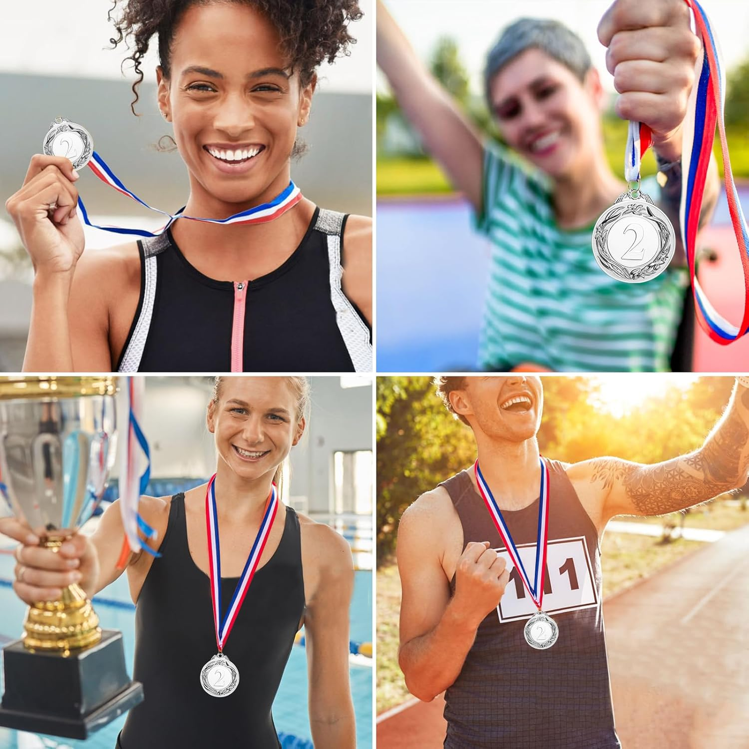 Kids Reward Medal, 12PCS Medals for Award, Gold Medal with Neck Ribbons, Winner Medals Gold Prizes for Sports, Competitions, Party, Olympic Style image number 1