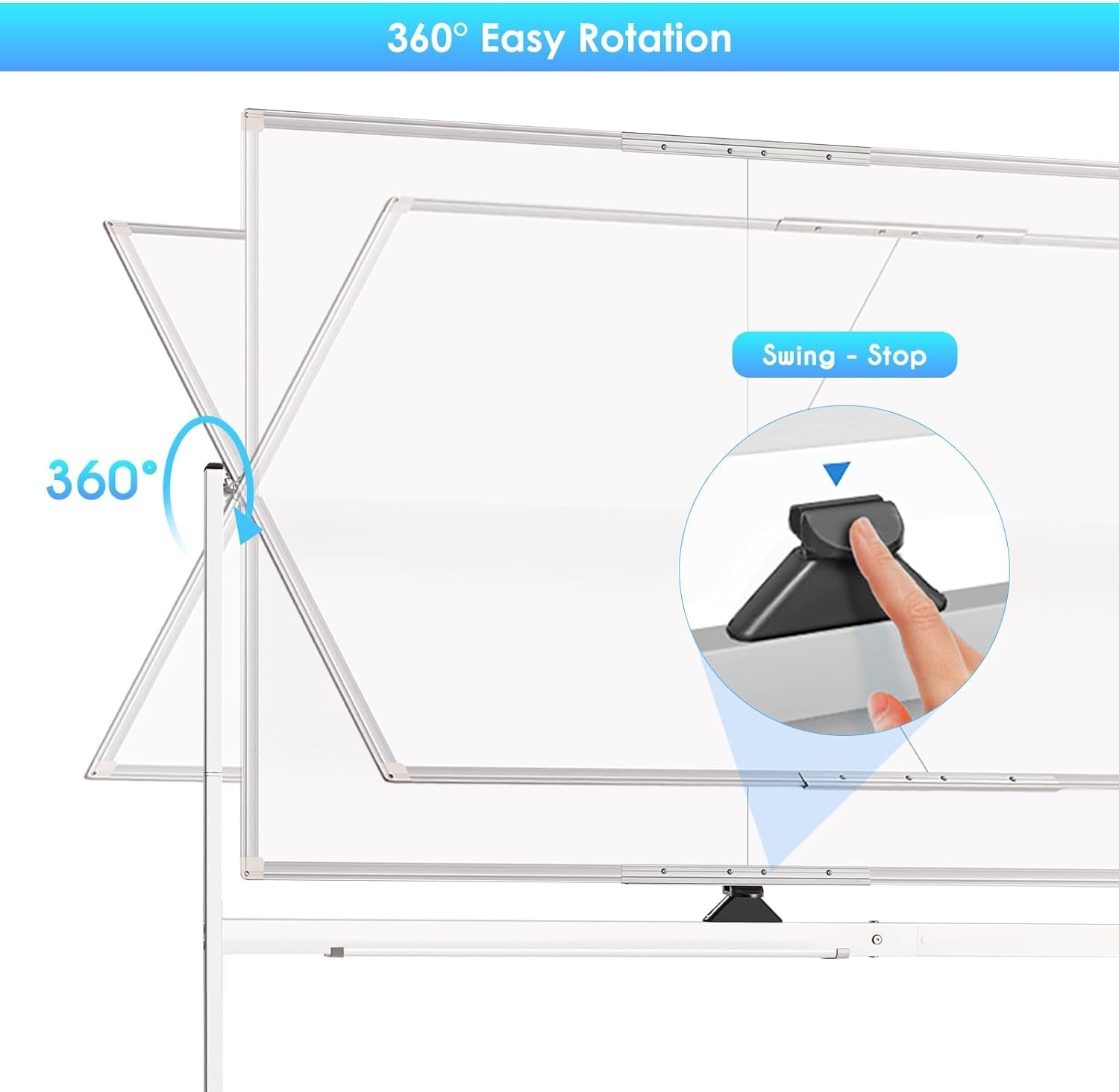 PTEROMYS Rolling Whiteboard, 48X36 Large Magnetic White Board with Stands, Big Double-Sided White Board Dry Erase on Wheels for Homeschool, Home Office, Office, School (48 X 36) (White) image number 2