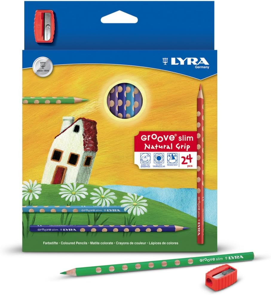 Lyra Groove - Colouring Pencils Set Slim Size Triangular Pencils - Wallet of 24