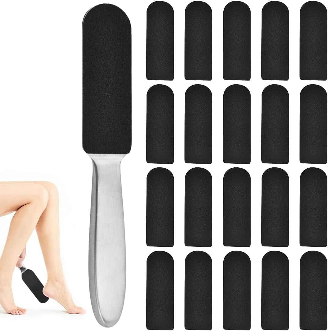 MIRKUZI Rasp Files for Foot Care, 1 Foot File with 20 Refills for Pedicure Files, Stainless Steel Foot File with Replacement Sandpaper, Stainless Steel Callus Remover for Dry Skin image number 4
