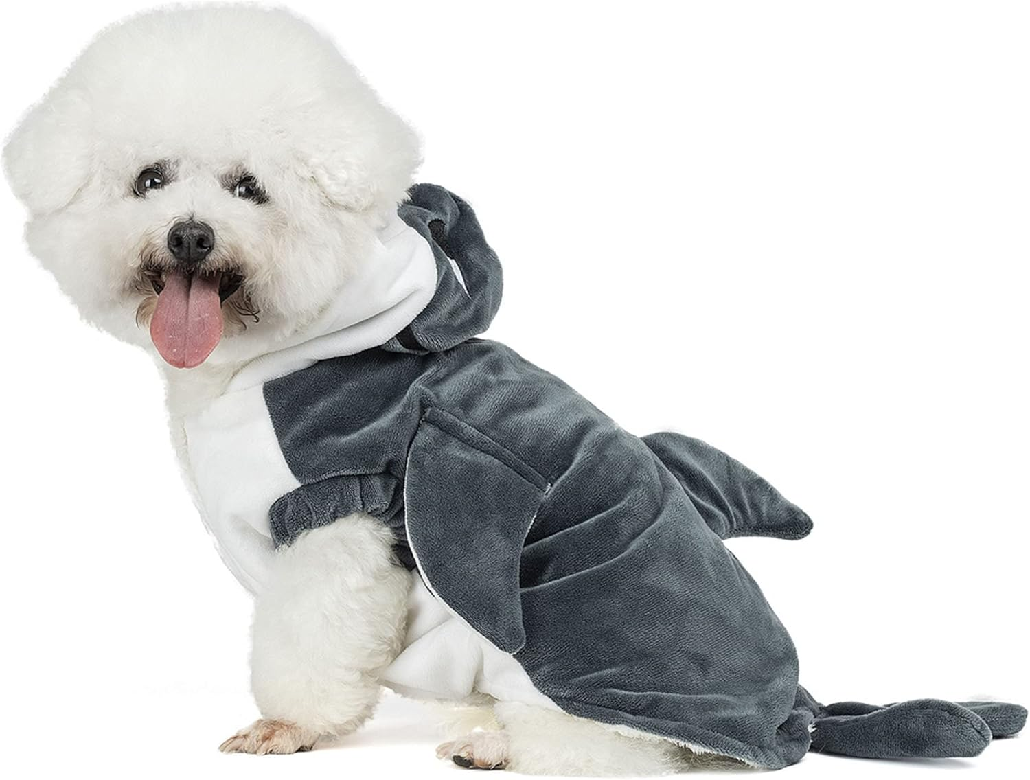 Mogoko Funny Dog Cat Shark Costumes, Pet Halloween Christmas Cosplay Dress, Adorable Blue Shark Pet Costume,Animal Fleece Hoodie Warm Outfits Clothes (M Size)