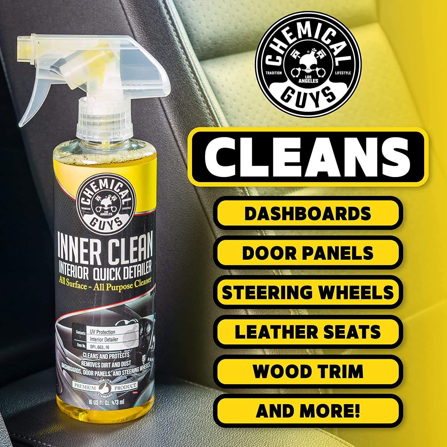 Chemical Guys SPI_663_16 Innerclean Interior Quick Detailer and Protectant (16 Oz) - Gallon, Innerclean Only image number 6