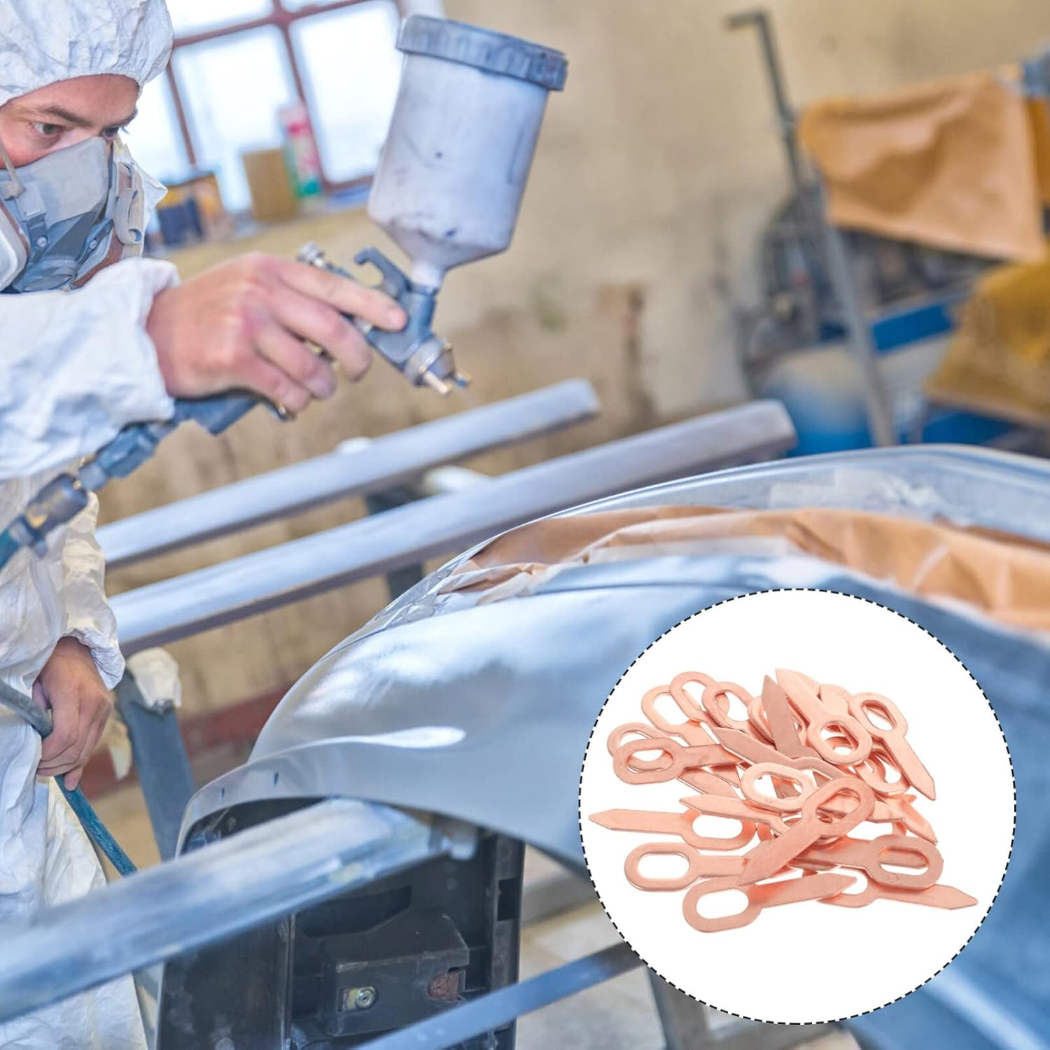 OSALADI 100Pcs Welder Kit Spot Dent Welder Kit Dent Puller Spot Welder Repair Tool Dent Puller Rings for Equipment Dent Puller Welder Cars round Gasket image number 6