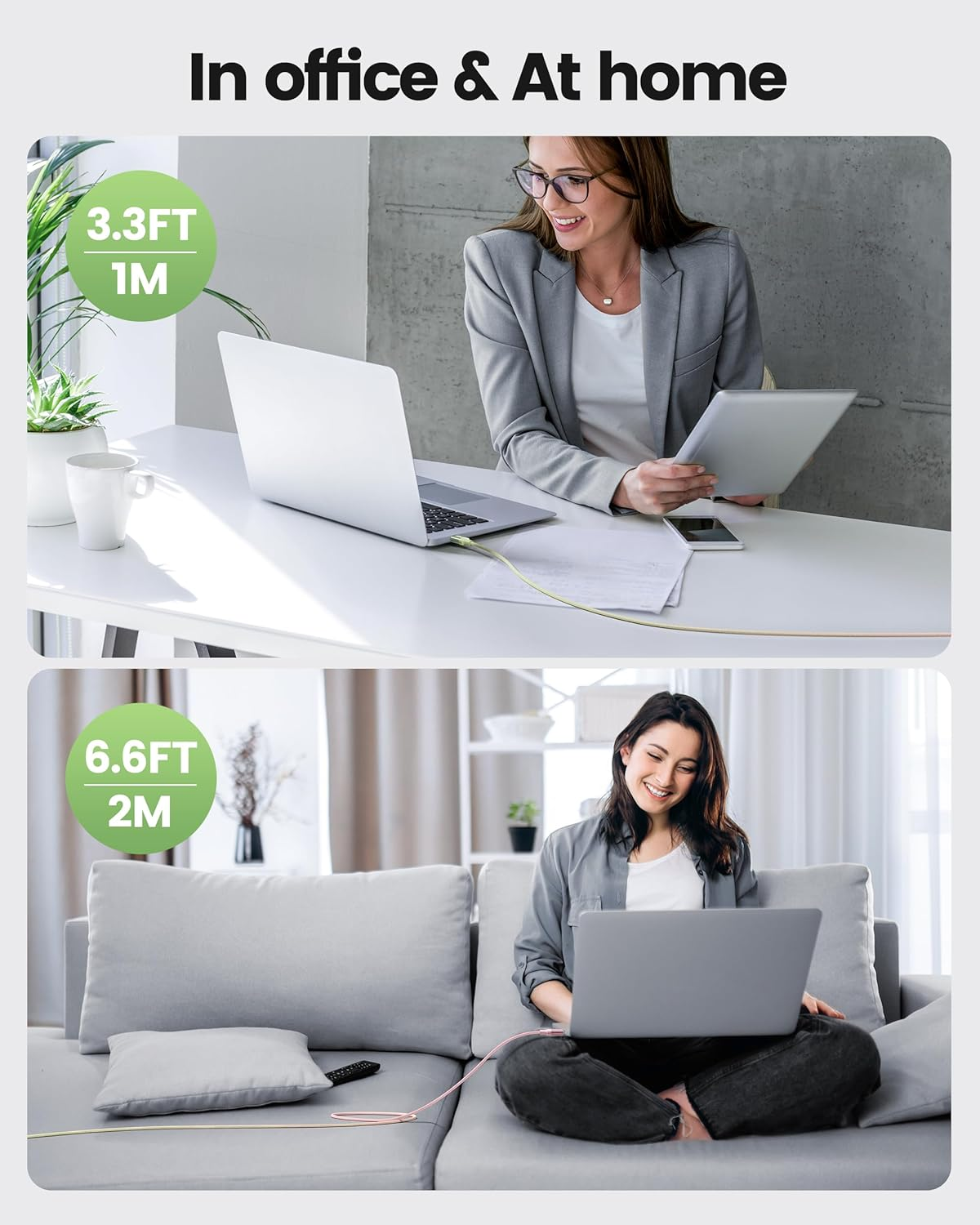 Toocki USB C Cable 2M PD 240W Green and Pink Gradient, 480Mbps Transmission, Braid Fast Charging Cord Compatible with Iphone 17/Galaxy S25/Laptops image number 1