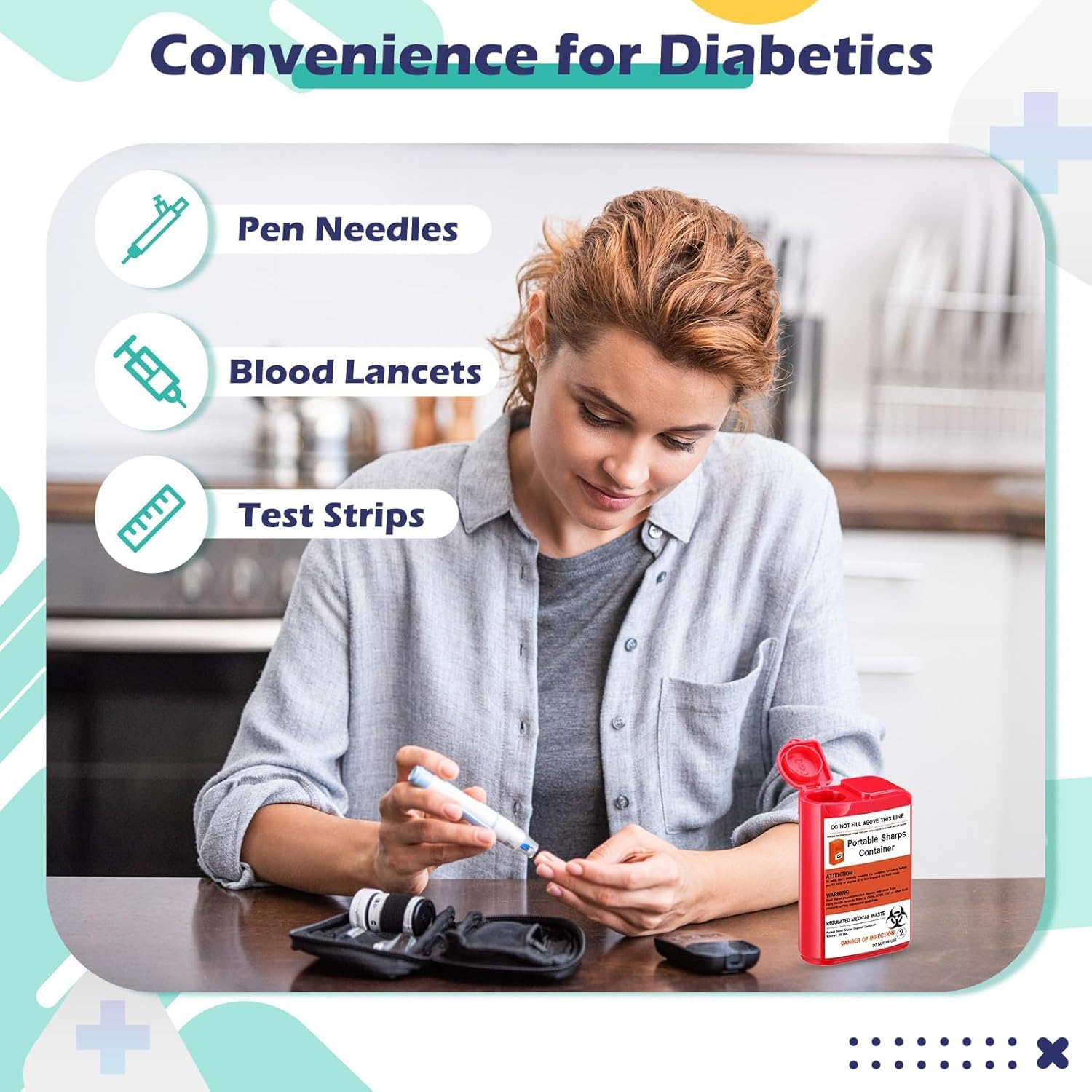 Portable Sharps Container, Designed for Safe and Convenient Handling of Insulin Needles, Pen Needles, and Other Medical Sharps during Travel or at Home and Office, 5 Packs image number 5