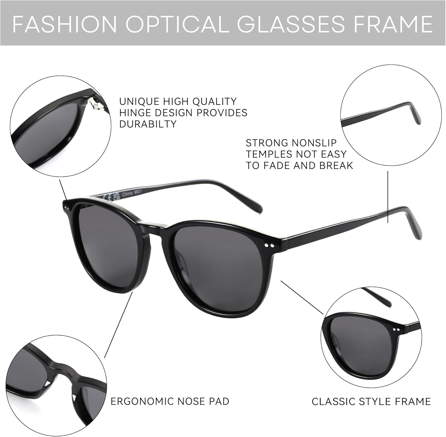 ZENOTTIC Polarized round Sunglasses for Men Women Trendy Shades UV400 Protecion Classic Circular Acetate Sun Glasses image number 1