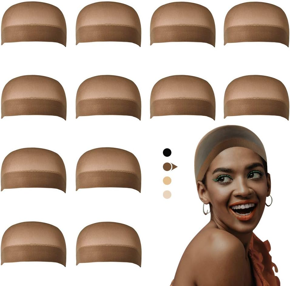 Dreamlover 12 Pack Stocking Wig Caps, Nude