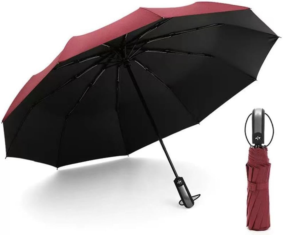 Automatic Umbrella Windproof Travel Umbrella Windproof Small Lightweight Sturdy Steel Shaft Mini Folding and Portable Backpack Car Purse Men and Women Umbrella Business Solid Color Umbrella Sun