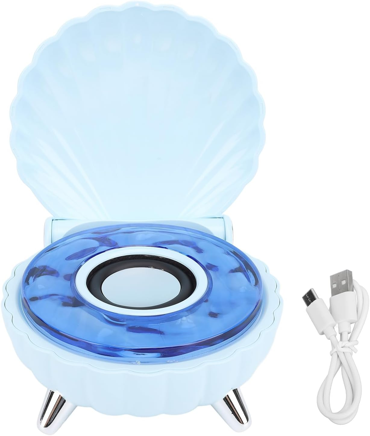 Shell Lamp with Bluetooth Speaker, Wave Shell Speaker with Colorful Night Lights for Bedroom Living Office (Blue) - Purple image number 4