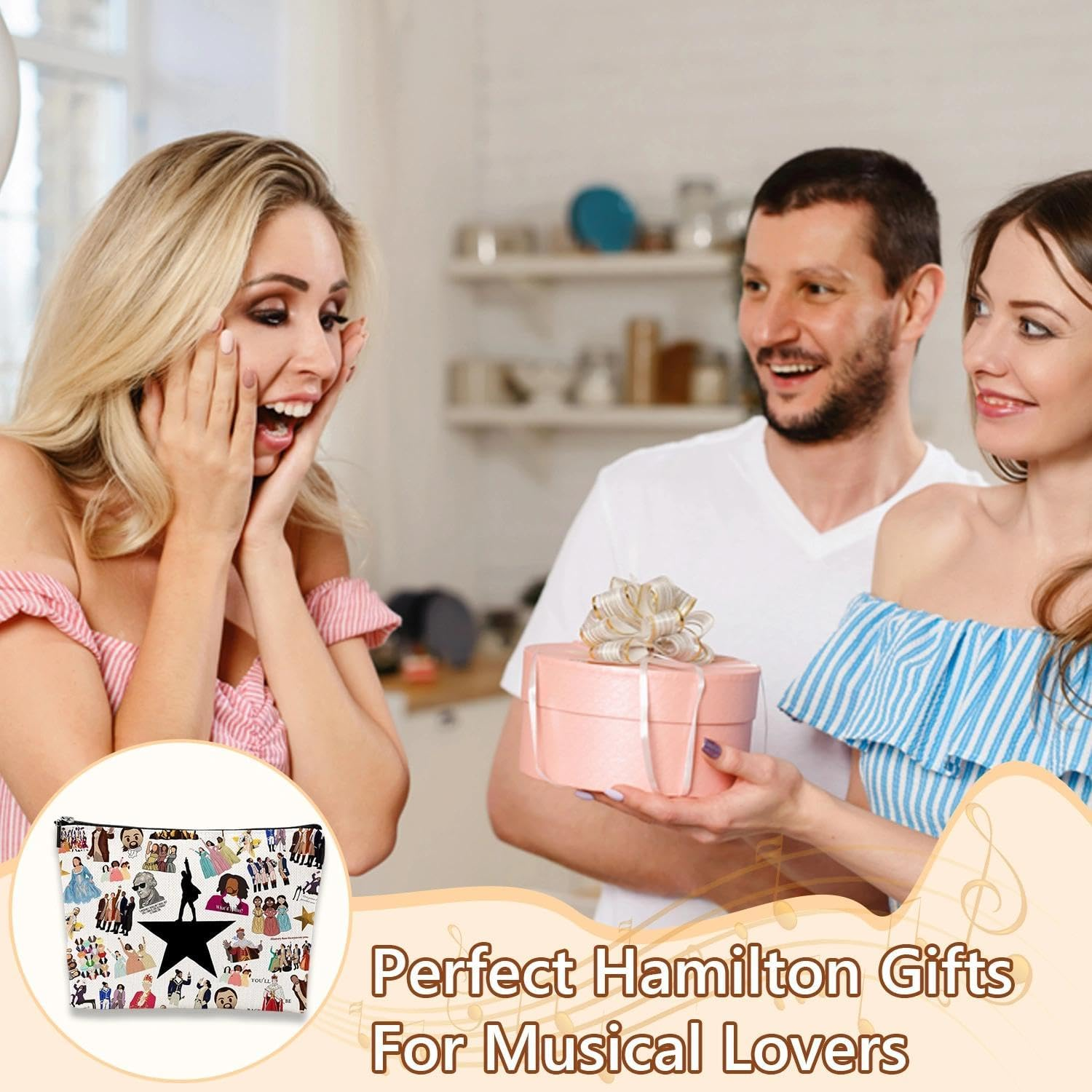 Hamilton Makeup Bag, Musical Cosmetic Bag, Portable Make up Bags for Women, Girls, Travel, Vacation, Hamilton Gifts for Musical Lovers