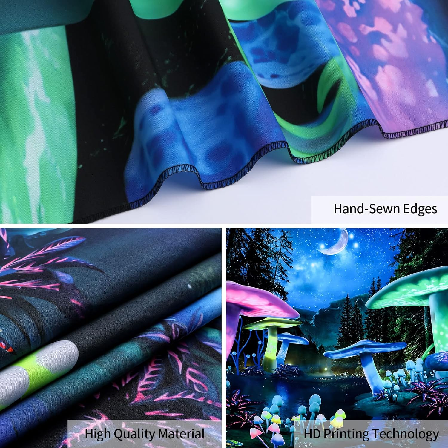 Mitogadget Blacklight Tapestry for Bedroom Aesthetic, Trippy Tapestry UV Reactive Galaxy Space Glow in the Dark, Fantasy Forest Moon Wall Tapestry for Dorm Living Room Decor, 59.1ʺ X 51.2ʺ image number 5