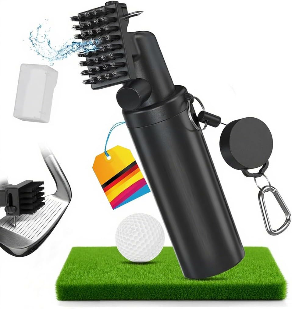 AURIVEE Pro Golf Club Cleaner Set Water Brush with Fixing Clip and 4Oz Bottle of Cleaning Agent Suitable for U & V Shaped Grooves image number 4
