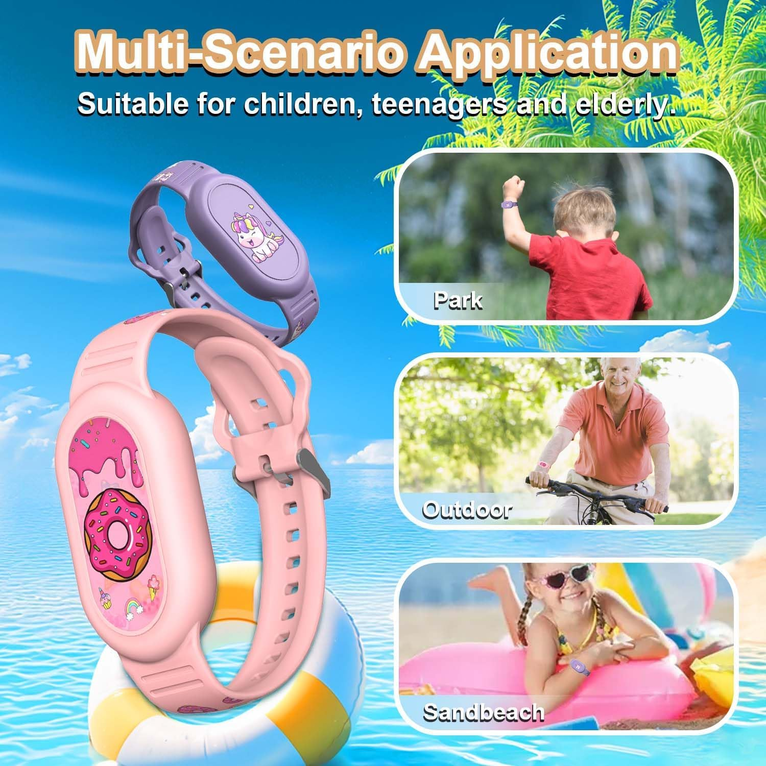 [2Pack] Cute Bracelet for Galaxy Smarttag 2 (2023), Silicone Cartoon Smart Tag 2 Wristband Holder Compatible with Samsung Smarttag 2 Waterproof Smart Tag 2 Case for Kids Elderly(Unico & Donuts) image number 5