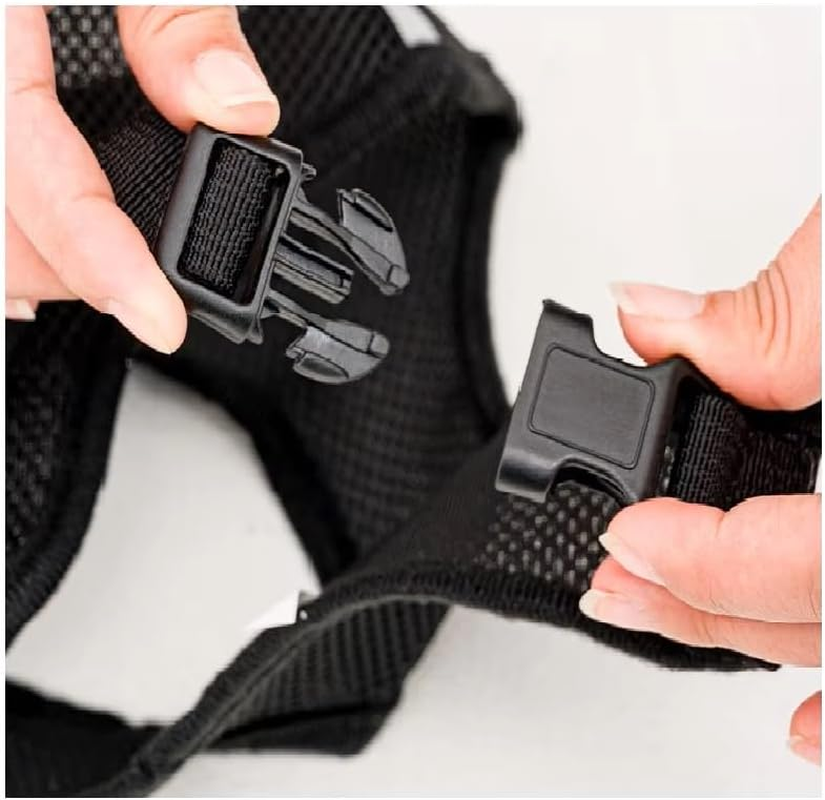 4M Pets No-Pull Reflective Mesh Dog Harness & Leash &ndash; Breathable, Step-In Vest for Small & Medium Dogs (Black, M) image number 6