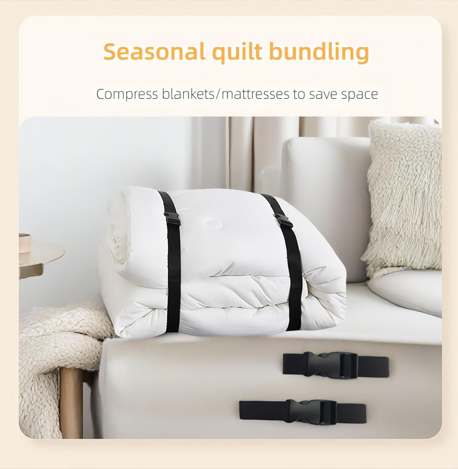 13FT Heavy Duty Tie down Straps with Quick Release Buckles, 396Cm Nylon Webbing for Motorcycle Cargo Truck Furniture, Adjustable Lashing Straps for Outdoor Camping, Moving, Mattress, Luggage, Storage image number 4