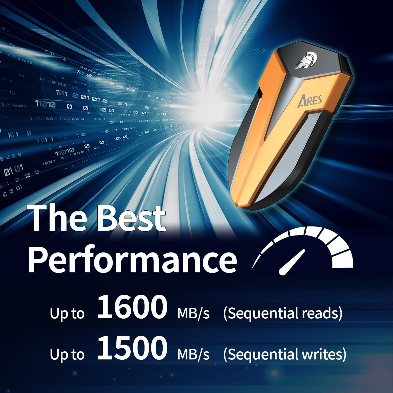 DATO External SSD 2TB, External Solid State Drive Portable SSD External USB 3.2 Gen 2X2 Type-C OTG Supported Compatible with PS5 and Xbox, up to 1600/1500 Mb/S IP67 Waterproof - ARES Amber Shield image number 1