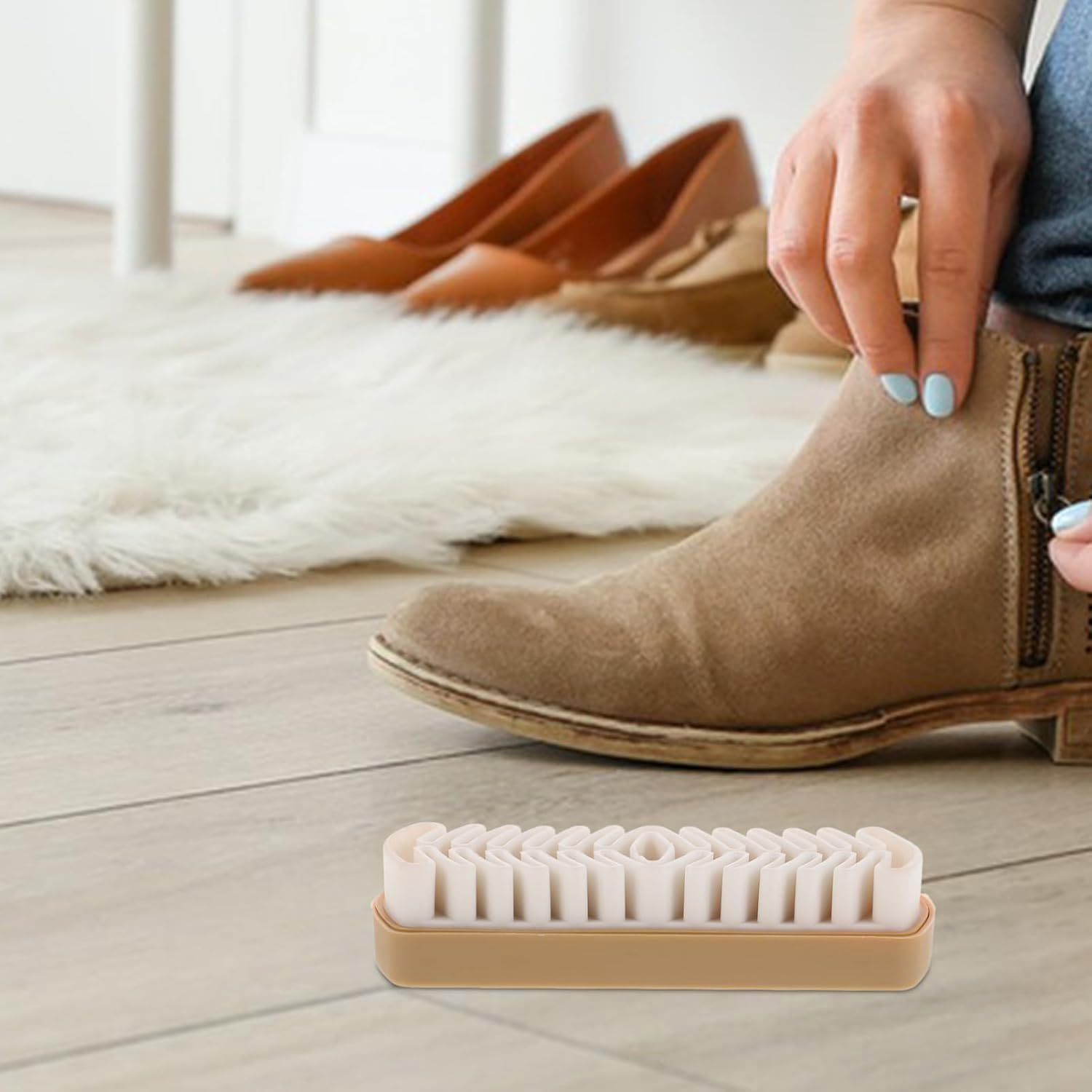 Soft Rubber Suede Shoe Brush Kit for Efficient Cleaning Gentle Eraser Design for Leather Shine Portable Versatile Brush for Suede Shoes Boots Handbags and Furniture (Orange, One Size) image number 3