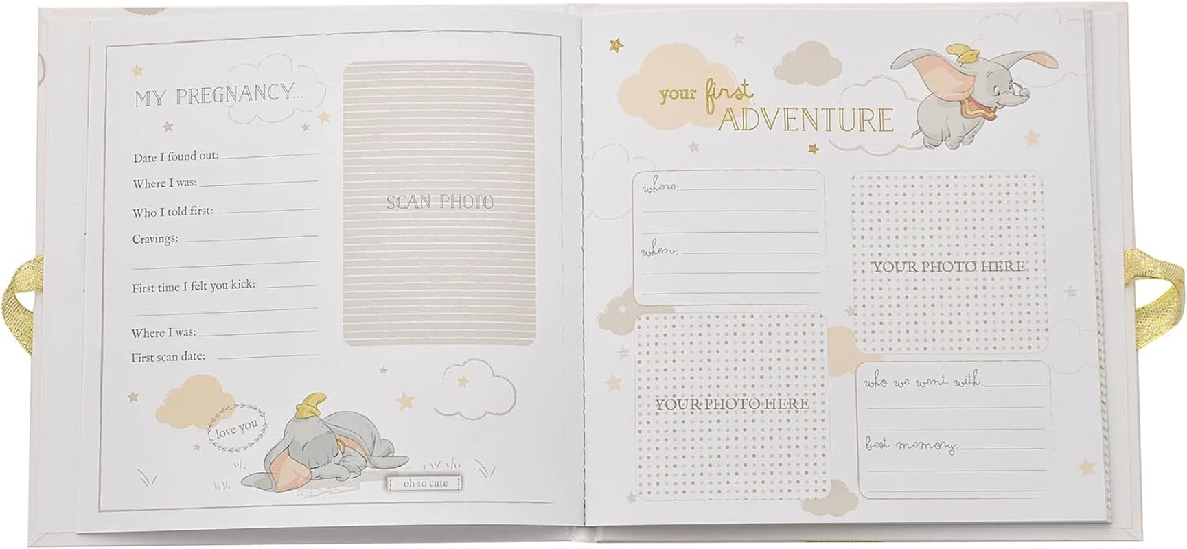 Happy Homewares Magical Beginnings My Baby Memories Dumbo My First Year Record Book - the for a Newborn Baby - Officially Licensed