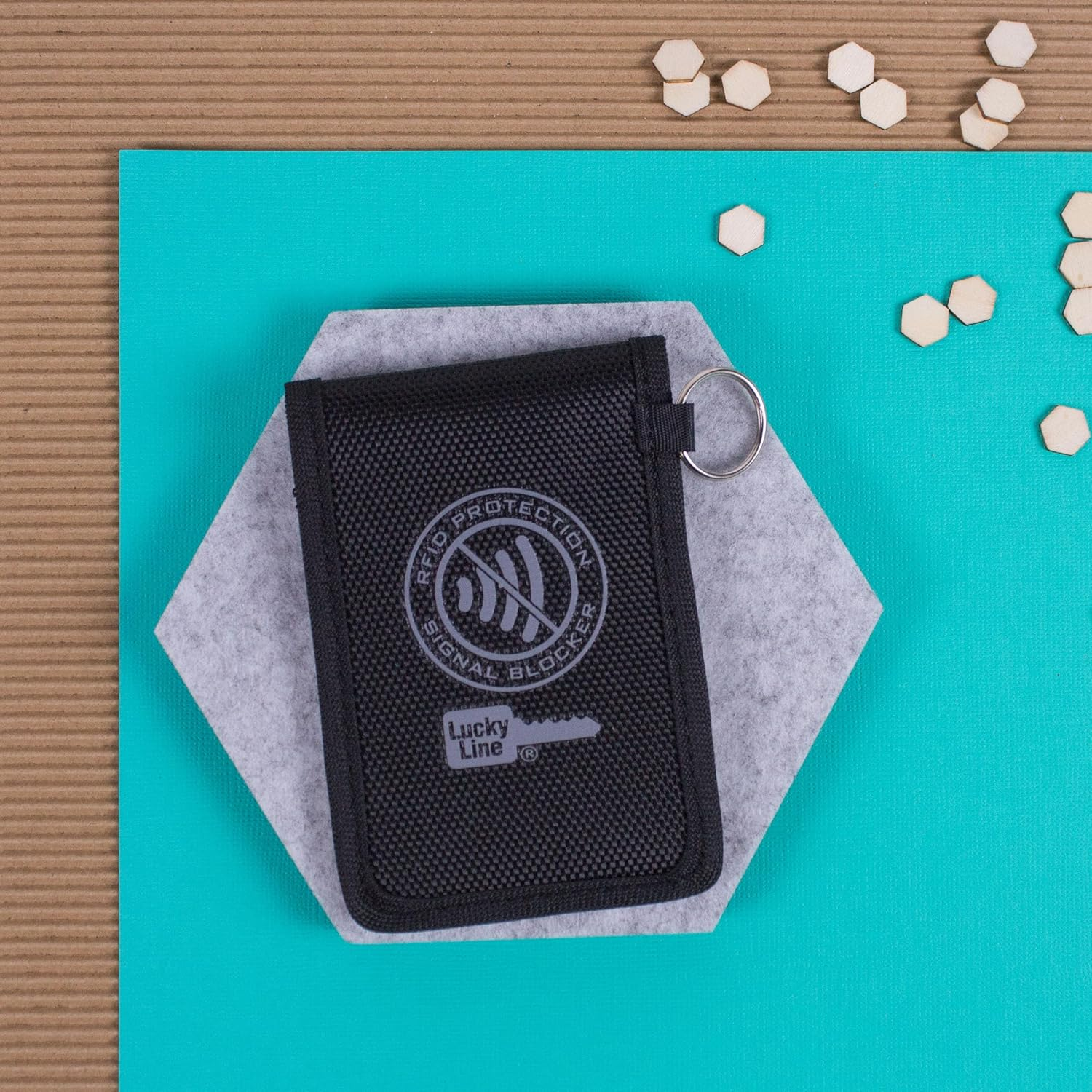 Lucky Line RFID Signal Blocking Key Hider Pouch Wallet with Adhesive & Velcro, Anti-Theft Storage Key FOB Battery Saver Credit Card Identity Protection (91801) image number 5