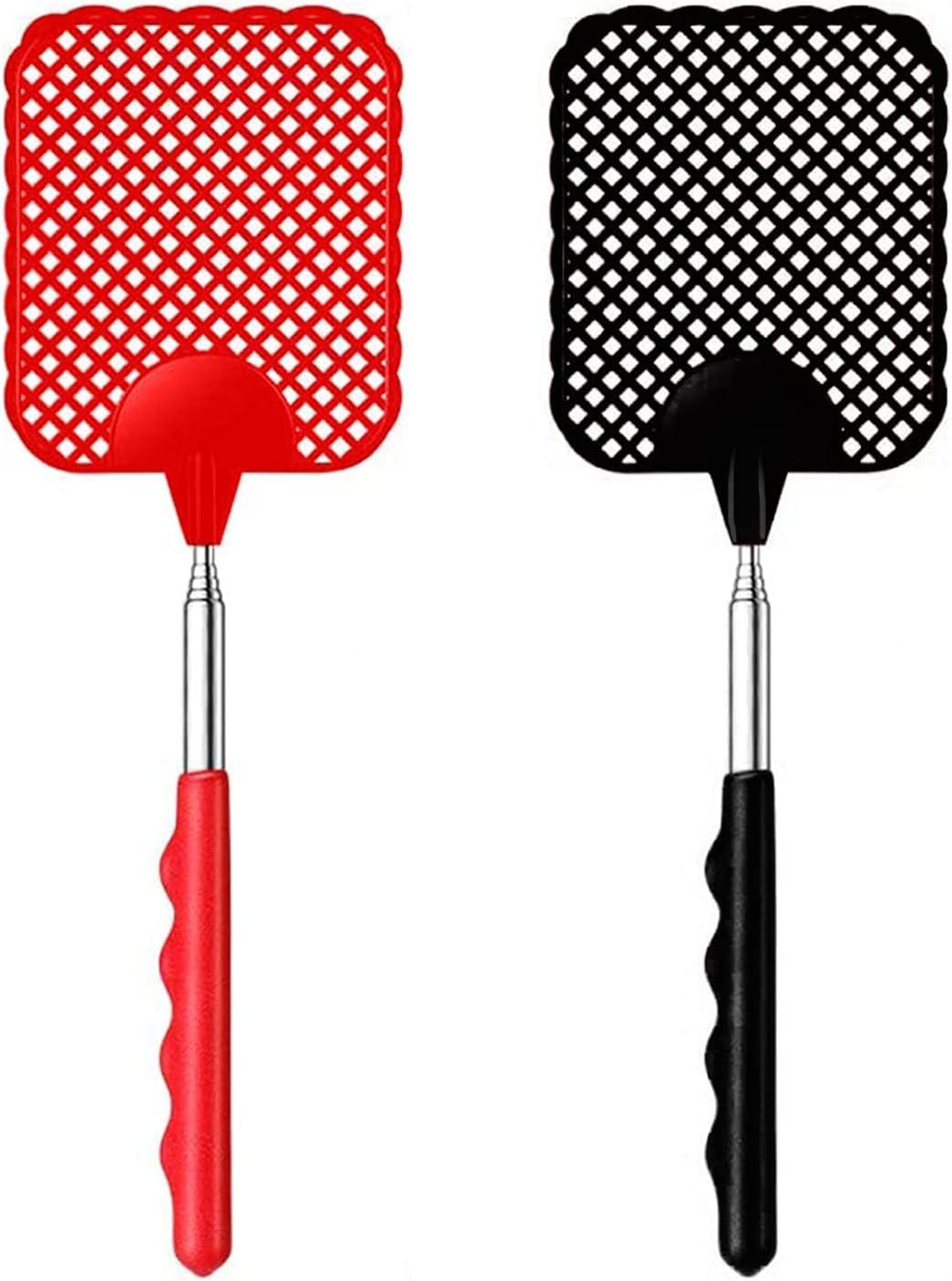 2 Pieces Extendable Fly Swatter, Plastic Fly Swatter, Manual Fly Killer for Controlling Flies, Mosquitos, Wasps, Pests (Black and Red) image number 3