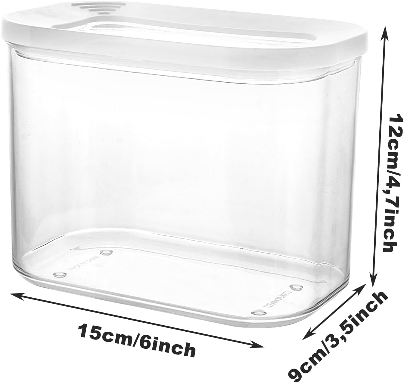 Set of 5 Plastic Storage Jars with Lid, Airtight, 1000 Ml, Rectangular Kitchen Storage & Organisation, White Containers, Cornflakes for Sealing and Preserving Food image number 5