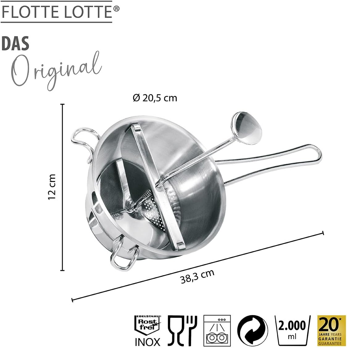 GEFU Flotte Lotte Multifunctional Food Mill, Silver, 24200 image number 4