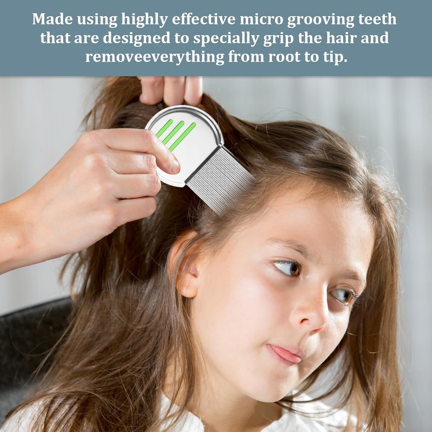 Lice Comb-Professional Stainless Steel Comb- Quick Results for Head Lice Treatment - Suitable for All Hair Types,| Dandruff Comb | Psoriasis Comb-Lice Brush（2 Pack）