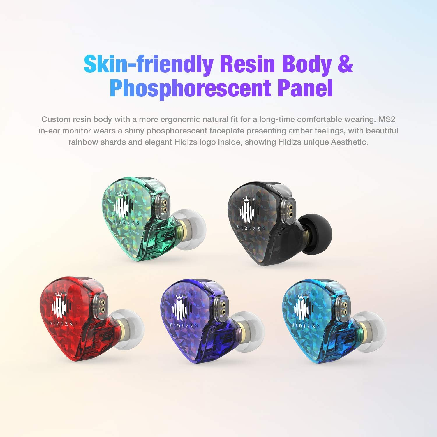 HIDIZS MS2 Hybrid Dual Drivers Hifi Earphones, 3.5Mm In-Ear Monitors Headphones, Hi-Res Audio Iems with Detachable Cable 0.78Mm 2Pin for Android Smartphones Iphone Audio Players Computer (Blue)