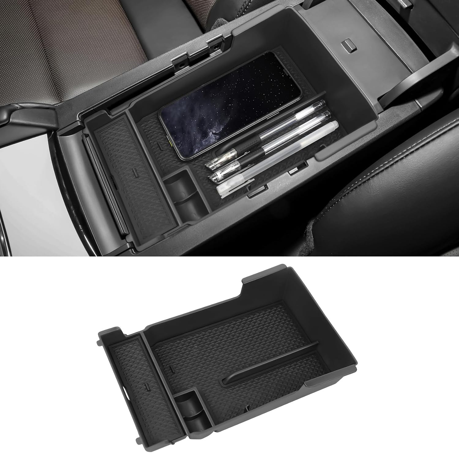 Hugeek Center Console Organizer Tray Compatible with Mazda 3 Accessories 2019-2025 Armrest Storage Box ABS Console Insert Tray Container image number 6