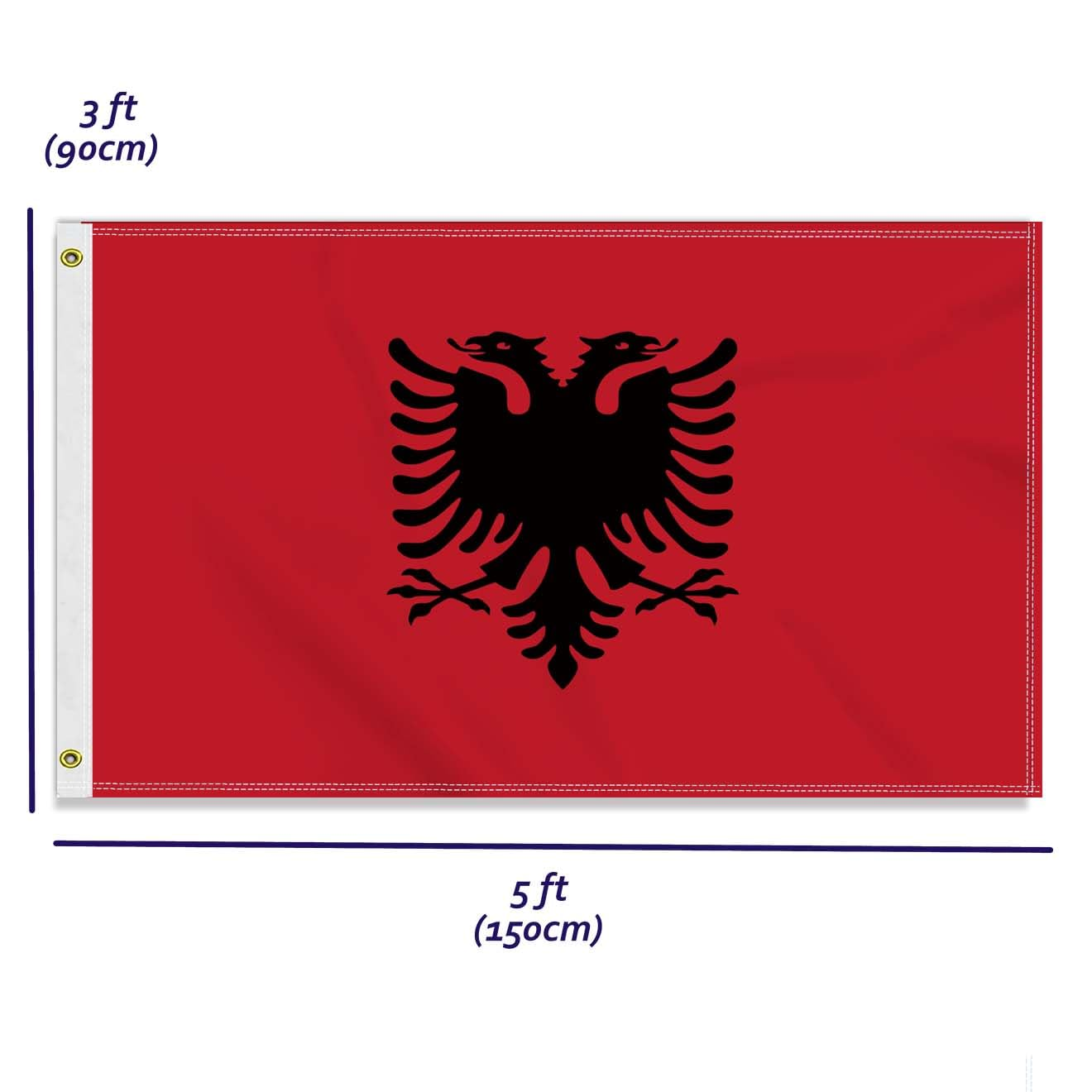 Large 3&times;5 FT Albania Flag, Big Albanian 100D National Outdoor Banner,Decorgarden with Brass Gromment image number 3
