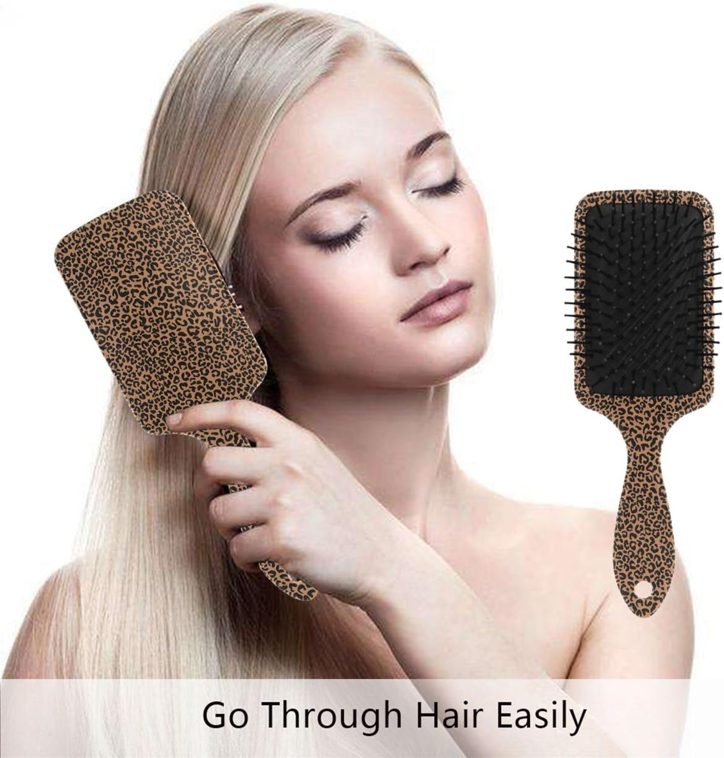 Hair Brushes Leopard Printed Scalp Massage Brushes Detangling Brushes for Women Detangling and Adding Shine image number 2