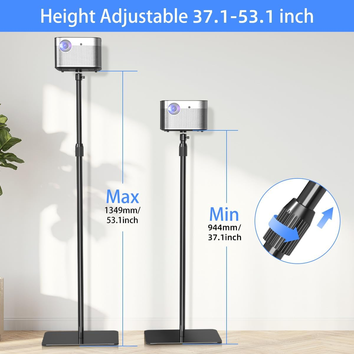 Suptek Projector Stand 360&deg;Swivel, Height Adjustable 39.9-54.5Inch, Mini Projector Mount Bracket, Compatible with Home Office Video Vlog DVR Camera, PR001F image number 2