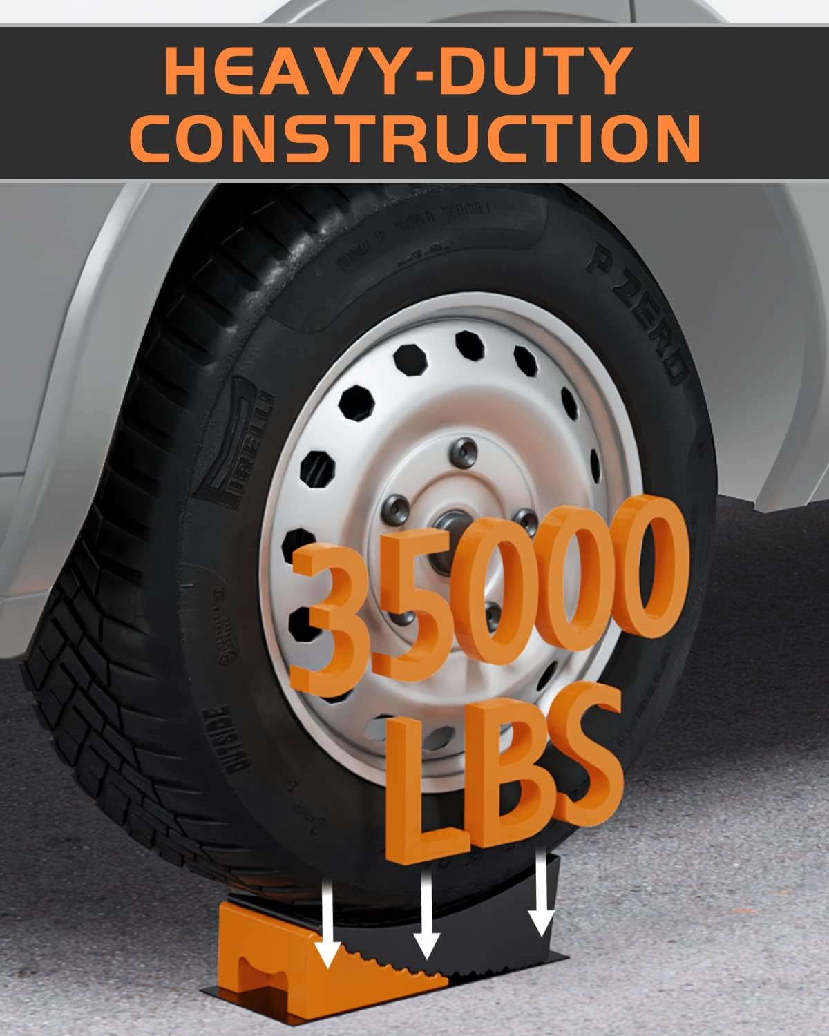 RV Leveling Blocks Ramp Kit, 2 Packs Camper Leveler System for Travel with Two Chocks, 2 Anti-Slip Mats, 1T Bubble Level and Carry Bag, up to 35000 LBS, Easier & Faster to Level Camper-Orange image number 3